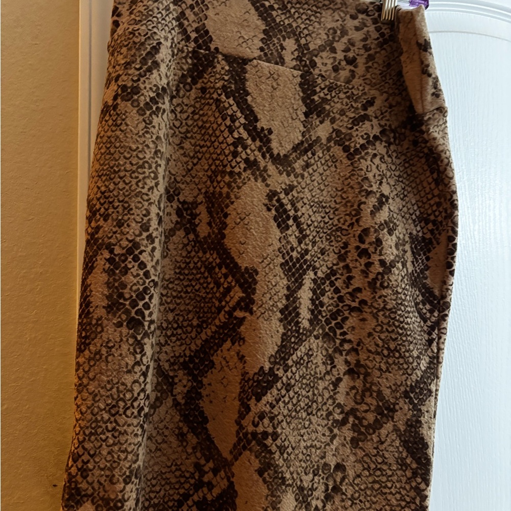 LuLaRoe Brown and Black Snake Print Midi Skirt